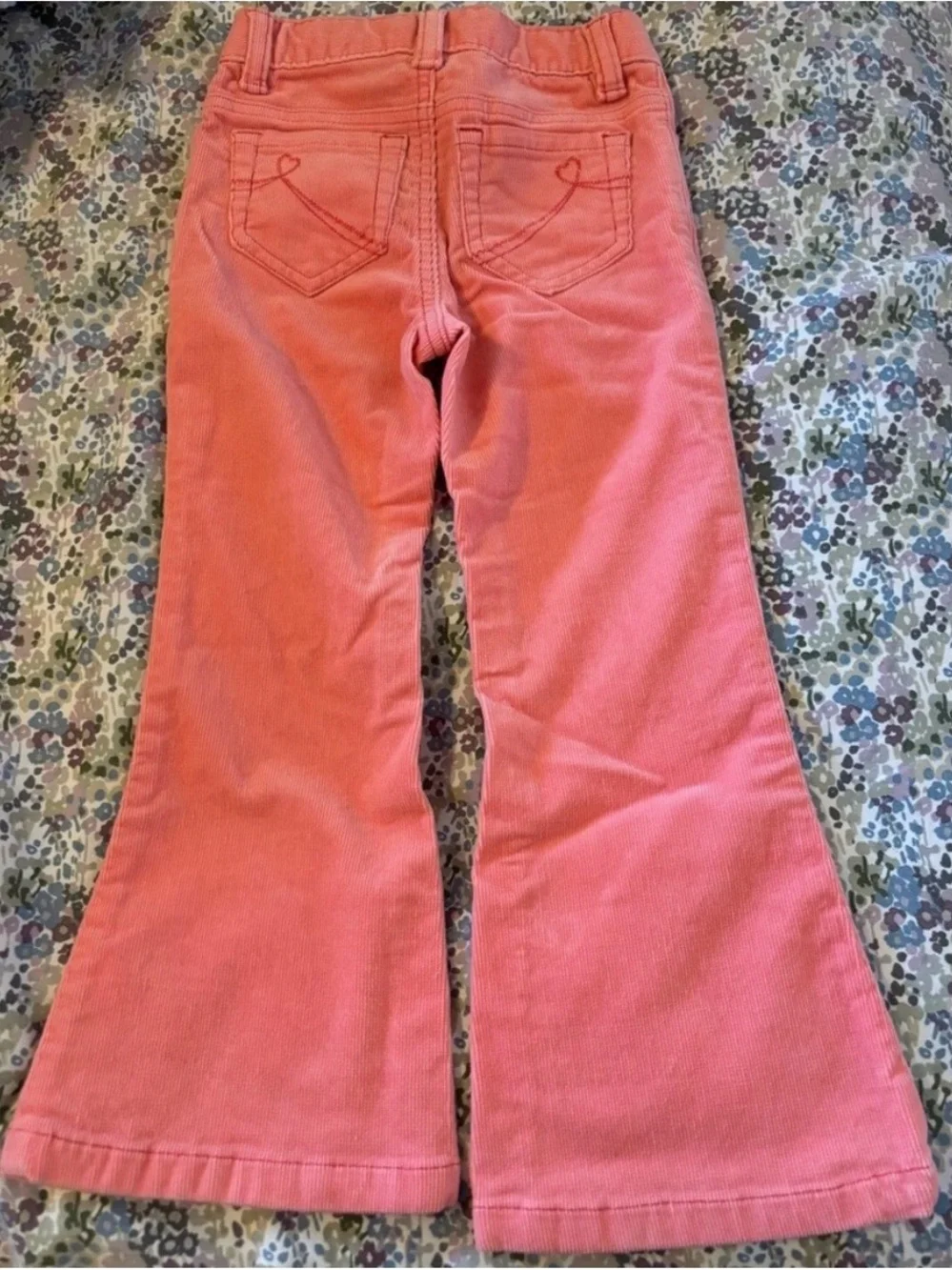 Y2K The Children's Place Peachy Pink Flared Corduroy Pants with Rhinestones